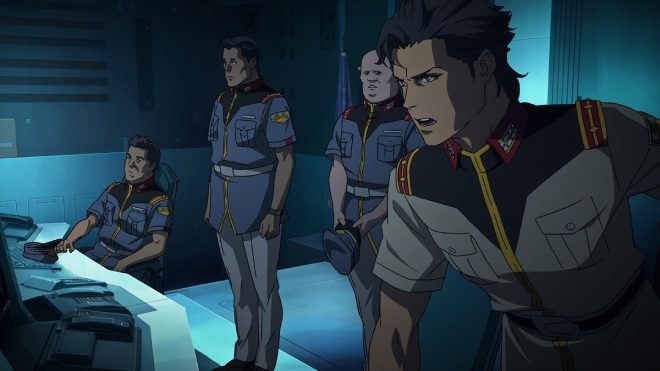 Kapten Kenneth Sleg (paling kanan) (sumber: Sotsu/Sunrise) Kapten Kenneth Sleg (paling kanan) (sumber: Sotsu/Sunrise)