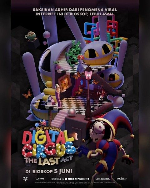 Poster film The Amazing Digital Circus: The Last Act (sumber: Glitch Productions) Poster film The Amazing Digital Circus: The Last Act (sumber: Glitch Productions)