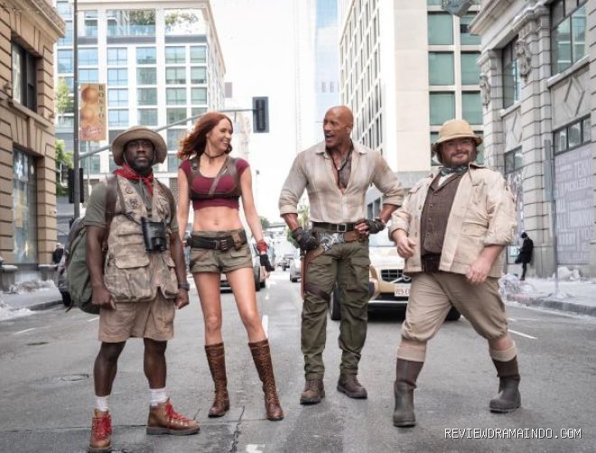 Kevin Hart, Karen Gillan, Dwayne Johnson, dan Jack Black (sumber: Sony Pictures Releasing) Kevin Hart, Karen Gillan, Dwayne Johnson, dan Jack Black (sumber: Sony Pictures Releasing)